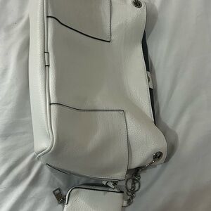 Steve Madden White Shoulder Bag with Silver Accents